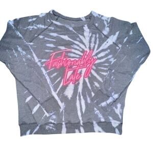 SOUTHERN BLISS FASHIONABLY LATE TIE DYED SWEATSHIRT BLACK WHITE PINK SZ M
